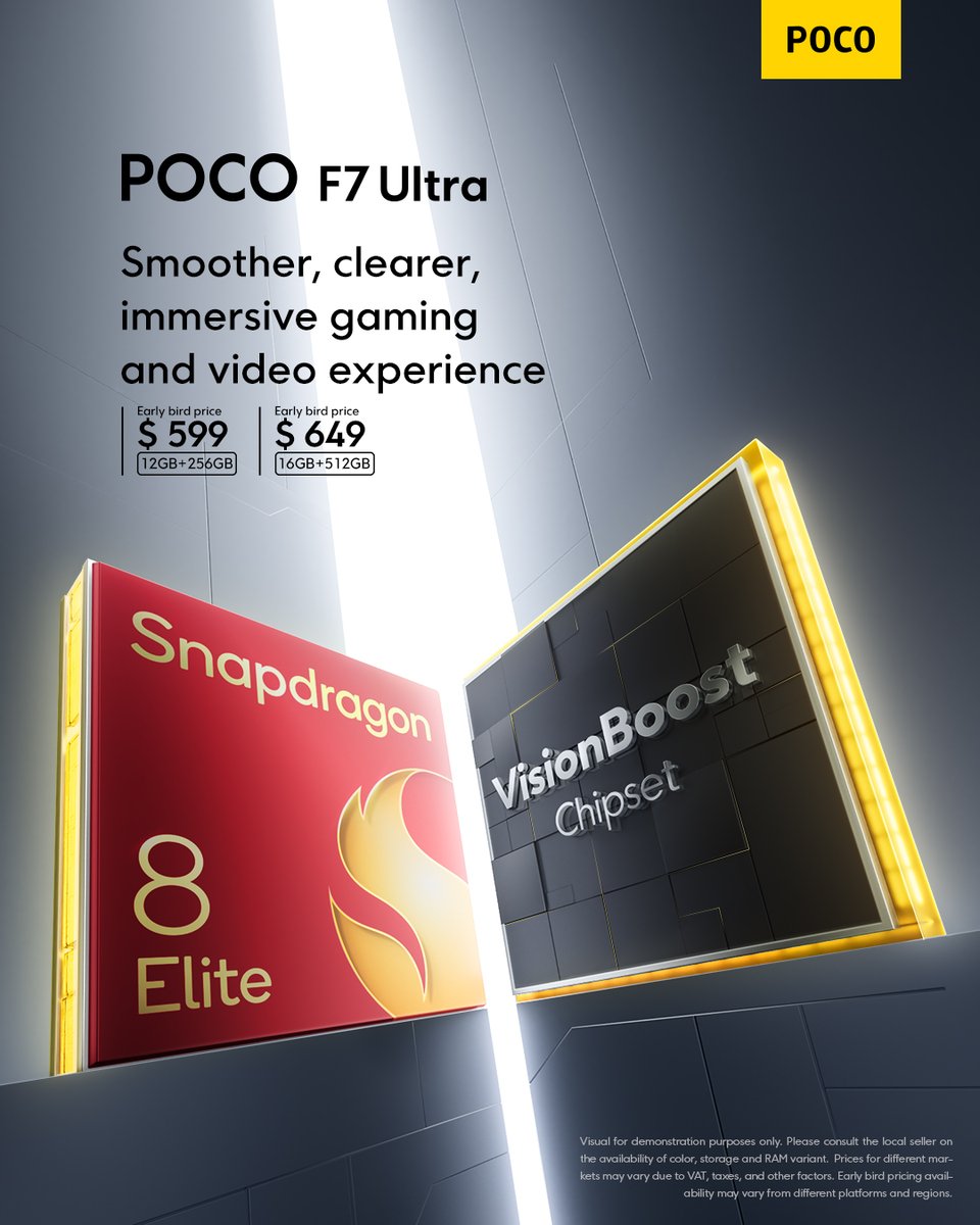 POCOGlobal's tweet image. ♾️ Next-Level Performance, Inside and Out!
With a powerful processor and dedicated graphics boost chipset, #POCOF7Ultra delivers an experience that’s smoother, sharper, and truly immersive.