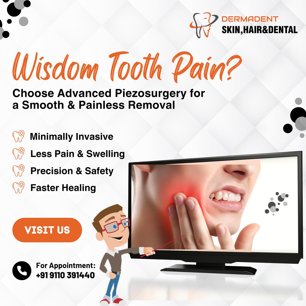 DermaDentkphb's tweet image. 🦷 Say Goodbye to Wisdom Tooth Pain with Piezosurgery! 😁

📍 Pragathi Nagar
📞 For Appointments: +91 9110 391440

#BestDentalClinicInPragathiNagar #WisdomToothRemoval #Piezosurgery #BestDentalClinic #PragathiNagar #PainFreeSmile #DermaDent