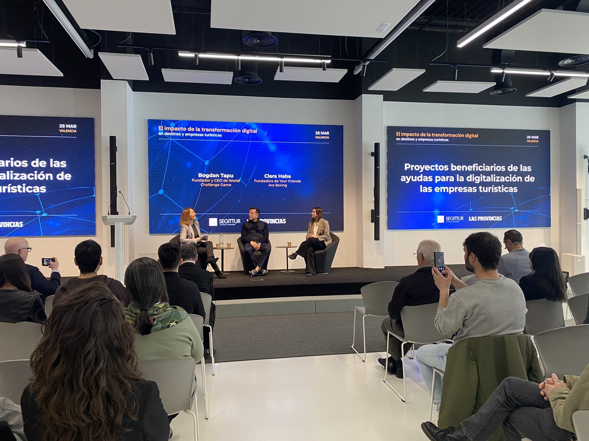 Los beneficiarios de ayudas de Última Milla #PRTR fondos #NextGenerationEU coinciden en jornada #transformaciondigital turismo <a href="/SEGITTUR/">SEGITTUR</a> y <a href="/lasprovincias/">LAS PROVINCIAS</a> en que estas ayudas permiten escalar el proyecto, hacerlo más grande y validar la idea.