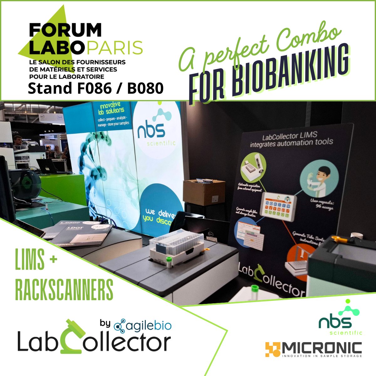 AGILEBIO (@agilebio) on Twitter photo Biobanking made easy!
At <a href="/ForumLabo/">Forum LABO</a> Paris, we're working with Micronic & <a href="/NBSScientificFR/">NBS Scientific FR</a> to bring you LIMS + rack scanners for better sample tracking and biobanking!
Come see how LabCollector integrates with 2D rack scanners to keep your workflows smooth and samples organized. Biobanking made easy!
At <a href="/ForumLabo/">Forum LABO</a> Paris, we're working with Micronic & <a href="/NBSScientificFR/">NBS Scientific FR</a> to bring you LIMS + rack scanners for better sample tracking and biobanking!
Come see how LabCollector integrates with 2D rack scanners to keep your workflows smooth and samples organized.