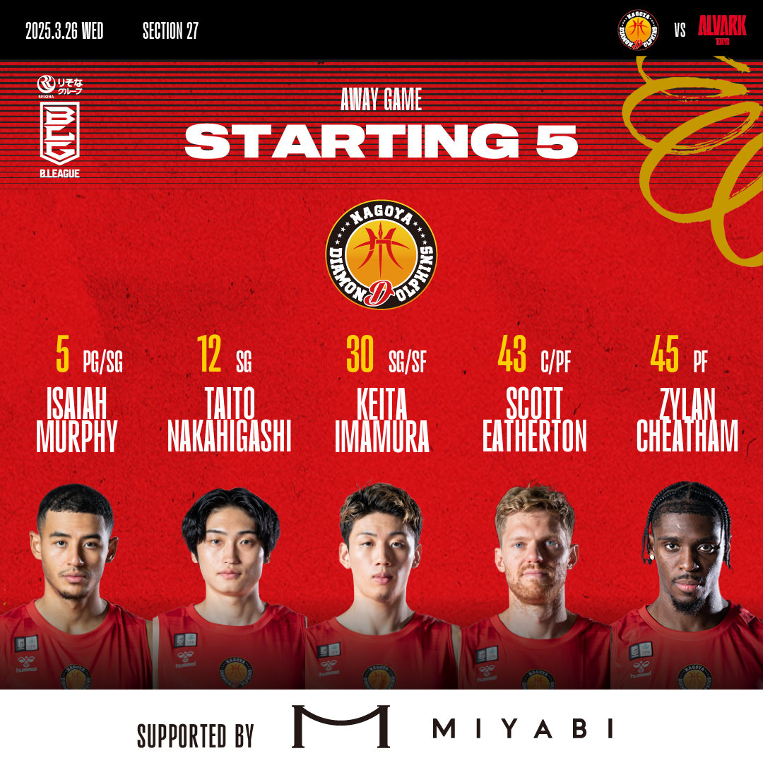 B.LEAGUE 名古屋ダイヤモンドドルフィンズ 今村佳太、中東泰斗 B