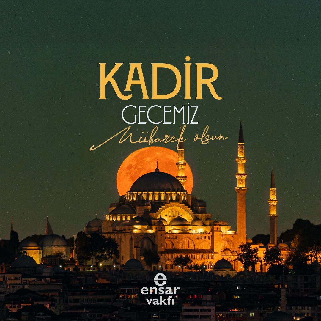 Ve vakit o gecedir ki:
Rahmet ve bereket kapıları ardına kadar açık.

Duaların semaya yükseldiği, kalplerin huzurla dolduğu bu mübarek gecede, Rabbim bizleri affına mazhar eylesin.

Kadir Gecemiz mübarek olsun! 🌙✨

#EnsarVakfı #KadirGecesi