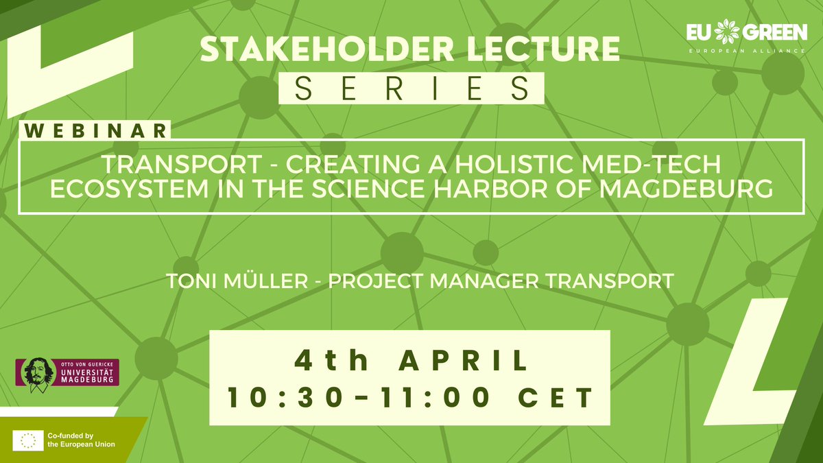 MedTech Ecosystem in Magdeburg’s Science Harbor 🧬🌍

In the latest EU GREEN Stakeholder Lecture, @OVGU shared how the TRANSport project is transforming Magdeburg’s Science Harbor into a holistic MedTech ecosystem.

Save the date: April 4th, 10:30–11:00 CET