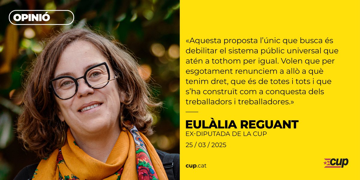 «El bombardeig de propostes i arguments que expliquen que és culpa del treballador si està malalt o que responsabilitzen el personal mèdic de l'Atenció Primària, l'únic que busca és debilitar el sistema públic universal».

✍️ <a href="/aramateix/">Eulàlia Reguant Cura</a> a <a href="/naciodigital/">NacióDigital</a>
naciodigital.cat/opinio/salut-m…