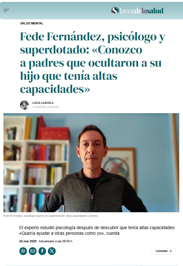 fedefergil's tweet photo. 📰 Os comparto esta entrevista para @Lavozdelasalud donde hablo sobre #altascapacidades respondiendo a las interesantes preguntas que Lucía Cancela me formuló sobre #AACC. ¡Deseo que os resulte de utilidad! https://t.co/kqtHjRj3pi https://t.co/L63Qb3801u