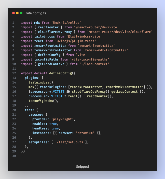 techtalkjp's tweet photo. 昨日 #RemixTokyo で @_kaiinui さんに教えていただいた vitest browser mode。

React Router v7 + vitest の browser mode (chromium) で結合テストやってみたけどめっちゃ速い。
happy-dom とたいしてかわらんぜよ。

vite.config.ts の設定も簡単だし、これはいいなあ！常用します！ https://t.co/xGaV5y7FvA