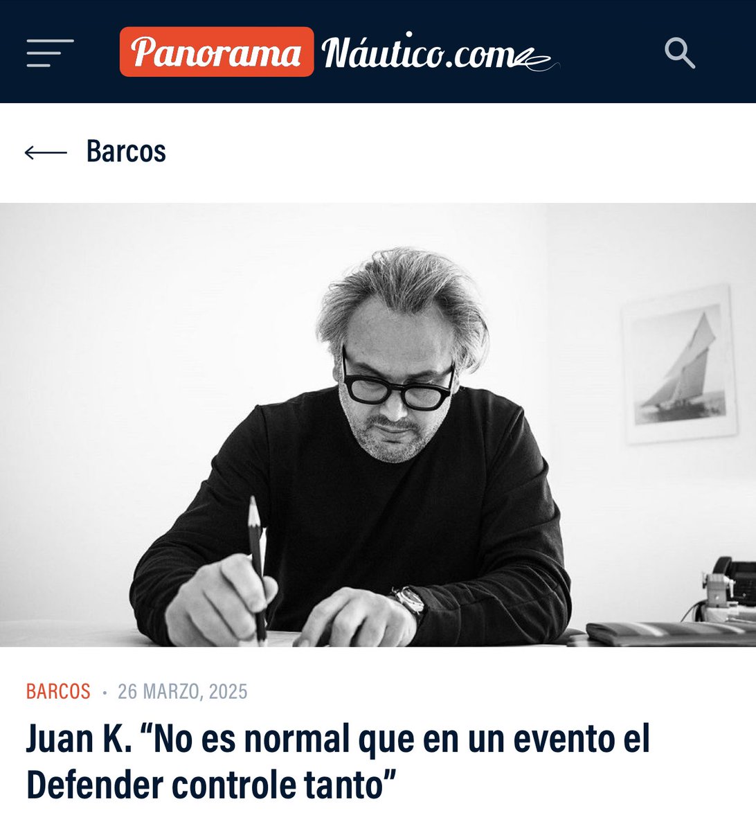 PanoramaNautico.com (@nauticapanorama) on Twitter photo El disenyador argentino Juan Kouyoumdjian gusta mantenerse en la sombra.
Carlos Pich le saca jugo en una gran entrevista sobre la <a href="/americascup/">americascup</a> y sus interesantísimos proyectos. panoramanautico.com/juan-k-no-es-n… El disenyador argentino Juan Kouyoumdjian gusta mantenerse en la sombra.
Carlos Pich le saca jugo en una gran entrevista sobre la <a href="/americascup/">americascup</a> y sus interesantísimos proyectos. panoramanautico.com/juan-k-no-es-n…