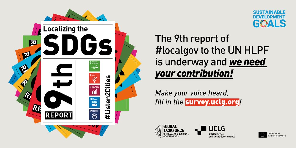 uclg_org's tweet photo. #Listen2Cities!
What are #LocGov doing to localize these #SDGs?
SDG 3🚑
SDG 5♀️
SDG 8📈
SDG 14🌊
and SDG 17🤝
💪Bring your voice to the @UN #HLPF2025!
🚨Deadline extended until May 1st🚨
Take the 9th @GlobalTaskforce annual survey
📝
https://t.co/NCuw2NHMVe https://t.co/7r7Ptx3B2L