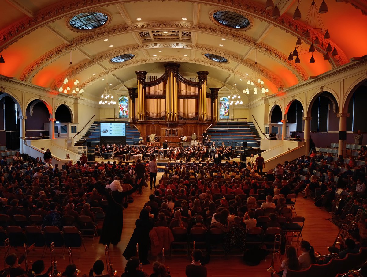 NottMusicHub's tweet photo. What brilliant energy from our first session's schools! The Robin Hood Youth Orchestra is sounding amazing and so are our city pupils 🤩👏 #GOE25 https://t.co/RAA2ndoM6D