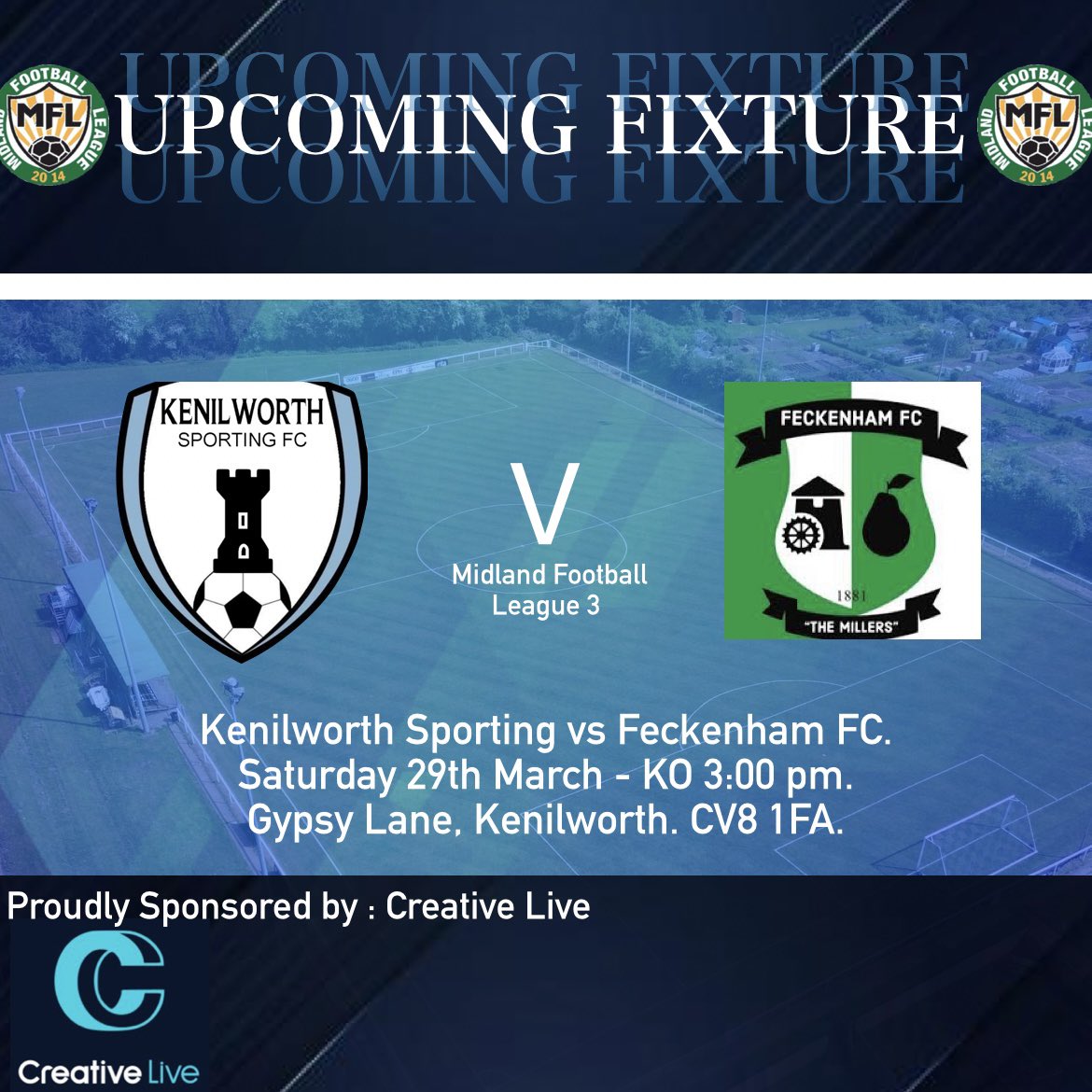 Kenilworth Sporting Football Club (@fckenilworth) on Twitter photo UPCOMING FIXTURE🔵
Join us this Saturday at 3pm as we take on <a href="/TheMillers1881/">Feckenham Football Club</a> in our final home fixture of the 24/25 Season.
The bar will be open as usual before, during & after the game so come down and support the lads for their last home fixture of the season.
#UTS #MFL UPCOMING FIXTURE🔵
Join us this Saturday at 3pm as we take on <a href="/TheMillers1881/">Feckenham Football Club</a> in our final home fixture of the 24/25 Season.
The bar will be open as usual before, during & after the game so come down and support the lads for their last home fixture of the season.
#UTS #MFL