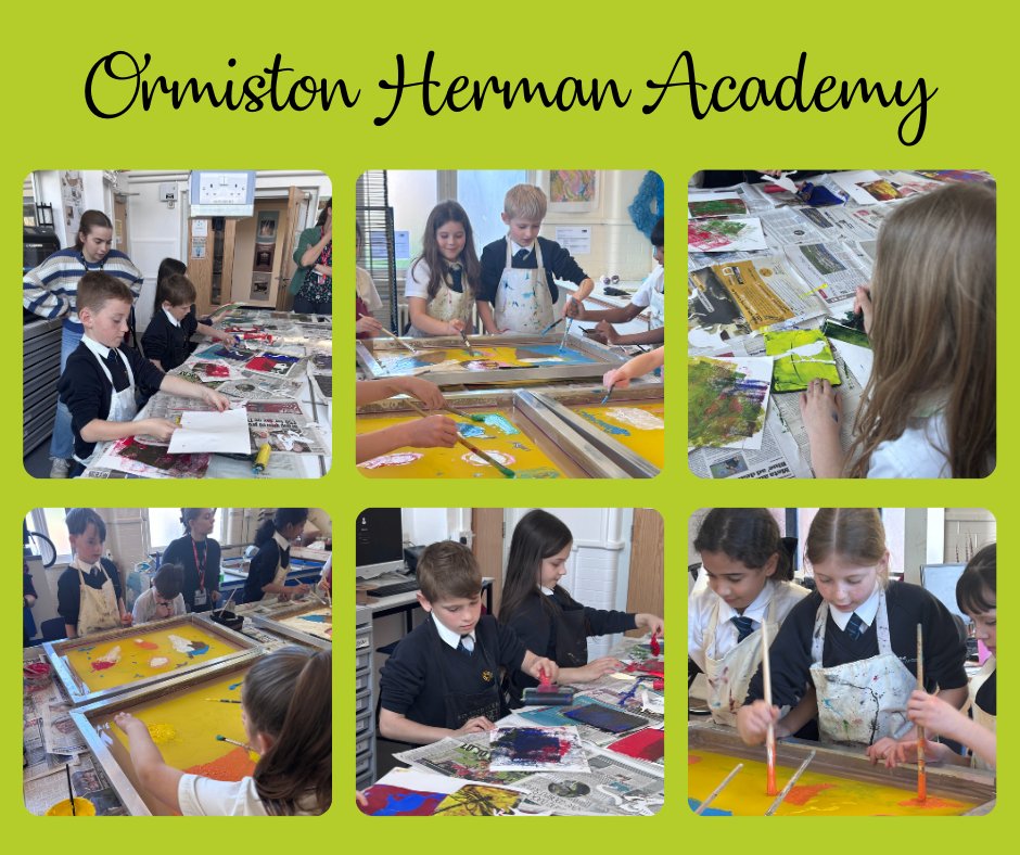 Ormiston Herman Academy joined us to take part in some printmaking workshops. They created beach scenes using screen print and experimented with gelli-plate printing.