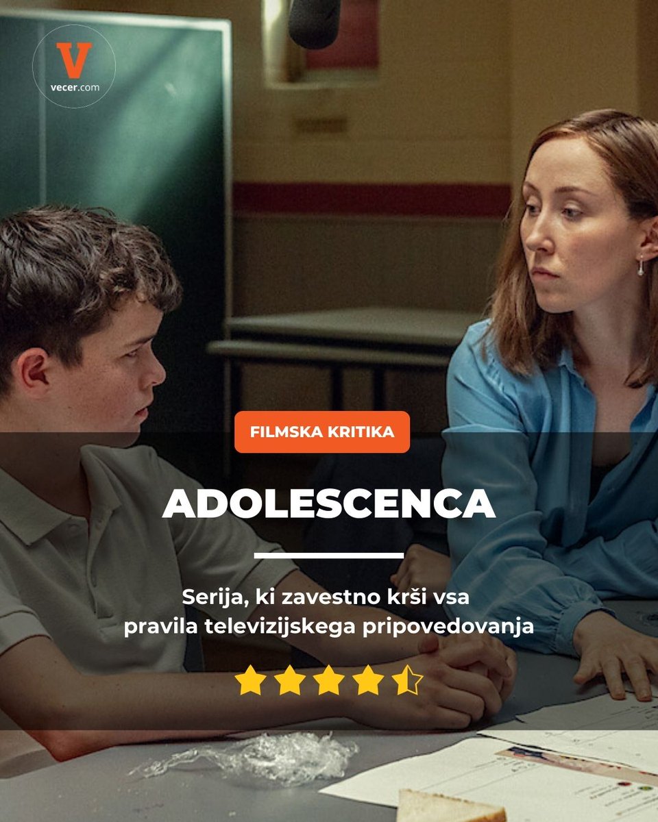 Mini serija Adolescenca je bolj sociološka in psihološka študija kot pa tipični žanrski izdelek. 

Več: vecer.com/popularno/krit…