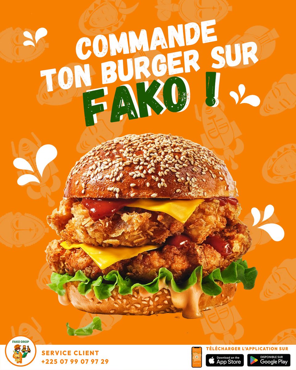 FakoDrop's tweet photo. 🍔🔥 Envie d’un burger bien croustillant et savoureux ?
Commande dès maintenant sur FAKO et fais-toi livrer ton burger préféré en un rien de temps ! 🚀
📥 Télécharge ton appli : https://t.co/AygrEYjLNR
Avec FAKO, ta faim n’attend pas ! 😋🍔
#FakoDrop #LivraisonRapide #BurgerLover https://t.co/YDsiEj47q9