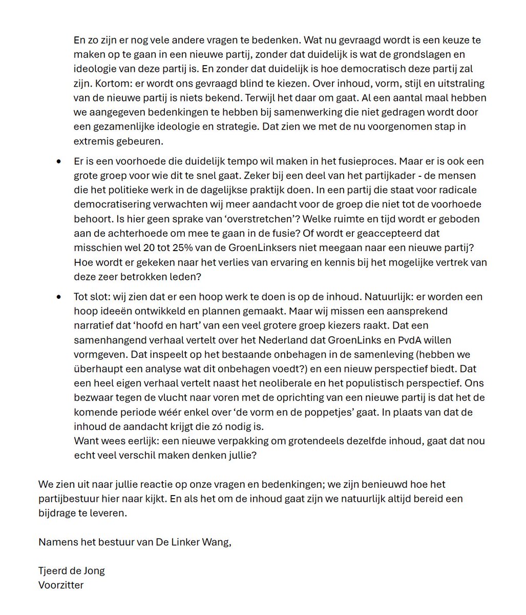 Nieuwe verpakking om grotendeels dezelfde inhoud, gaat dat nou echt veel verschil maken?

Lees hier de vragen van De Linker Wang bij het voorgenomen principebesluit over het oprichten van een nieuwe partij 👇