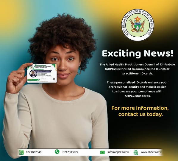 Get your practitioner ID today. Contact registrations@ahpcz.co.zw or 077 183 2846 for more information.
2025 deadline renewal is the 31st of March 2025.