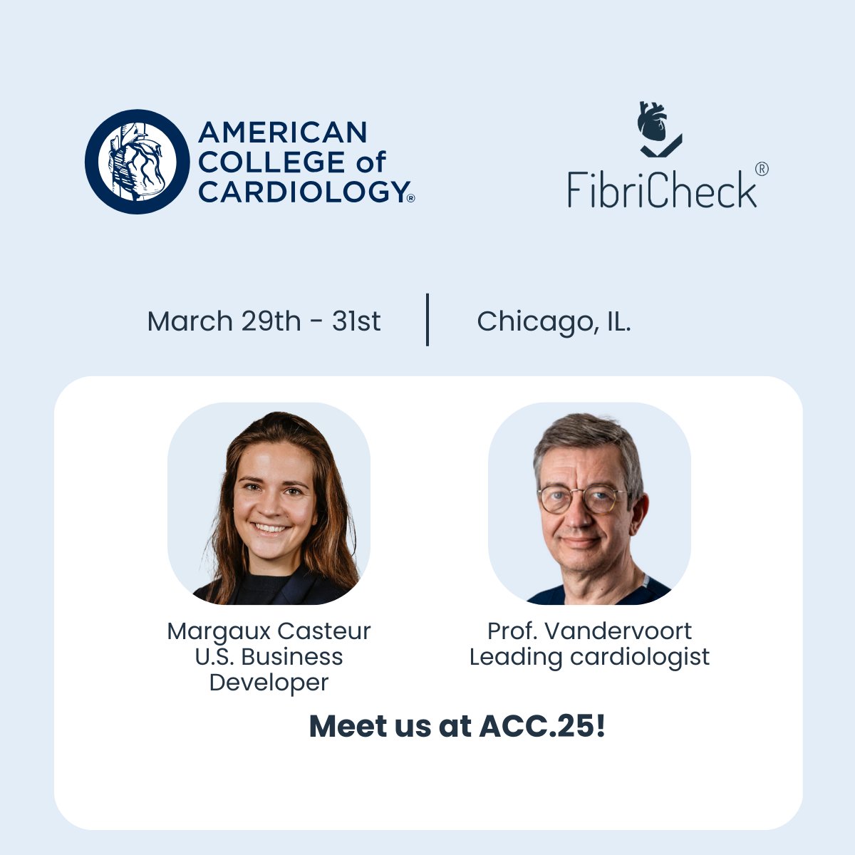 FibriCheck (@fibricheck) on Twitter photo We’re attending ACC.25, where the global cardiology community will gather for an exceptional educational experience. We look forward to connecting with industry leaders and showcasing how FibriCheck is shaping the future of cardiovascular care. Hope to see you there! <a href="/ACCinTouch/">American College of Cardiology</a> We’re attending ACC.25, where the global cardiology community will gather for an exceptional educational experience. We look forward to connecting with industry leaders and showcasing how FibriCheck is shaping the future of cardiovascular care. Hope to see you there! <a href="/ACCinTouch/">American College of Cardiology</a>