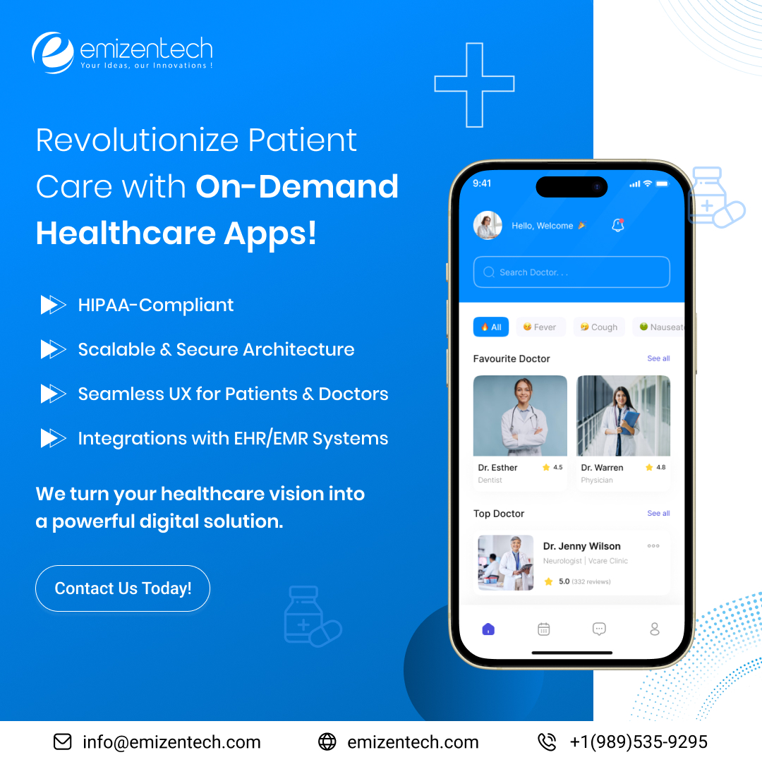 Emizen Tech (@emizentech) on Twitter photo Healthcare, simplified! Book doctor appointments, get virtual consultations, order meds & access records anytime, anywhere. No long waits—just quick, easy care!
Want to build a healthcare app? <a href="/EmizenTech/">Emizen Tech</a> delivers smart, user-friendly solutions for better patient care. Healthcare, simplified! Book doctor appointments, get virtual consultations, order meds & access records anytime, anywhere. No long waits—just quick, easy care!
Want to build a healthcare app? <a href="/EmizenTech/">Emizen Tech</a> delivers smart, user-friendly solutions for better patient care.
