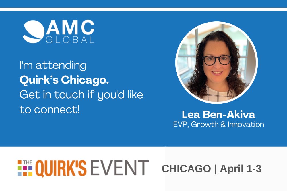 The #QuirksEvent in Chicago, happening April 1-3, promises to bring together some of the brightest minds in the market research industry. AMC Global’s EVP Lea Ben-Akiva will be attending.
Learn more: hubs.la/Q03dmYyZ0

We hope to see you at the show! 

#MRX #WomeninResearch