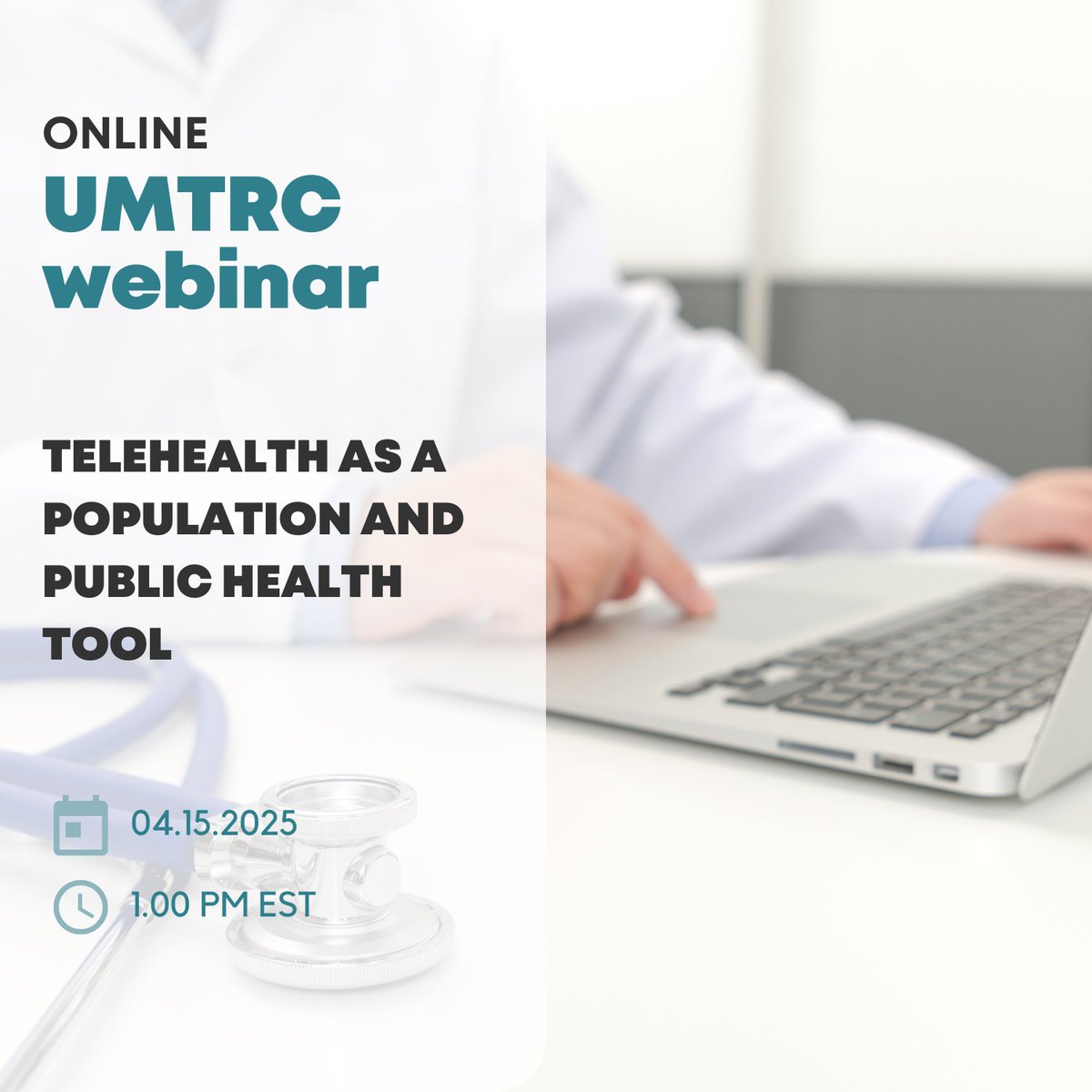 Join the UMTRC  for a conversation about how telehealth can be used as a tool to promote public health. Register today and don't miss out!  

ow.ly/WUMn50VmcJt