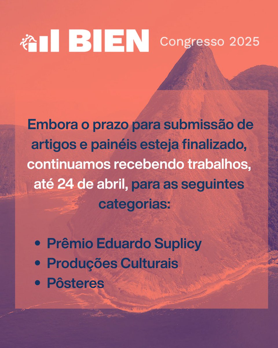 CEDE_grupo's tweet photo. ✅ Temos a satisfação de compartilhar a excelente resposta ao 24º Congresso da @BasicIncomeOrg. Recebemos inscrições de + de 40 países, refletindo o engajamento verdadeiramente global do evento. Continuamos recebendo trabalhos, até 24 de abril, para algumas categorias. ⬇️ https://t.co/AsiMiG4gJK
