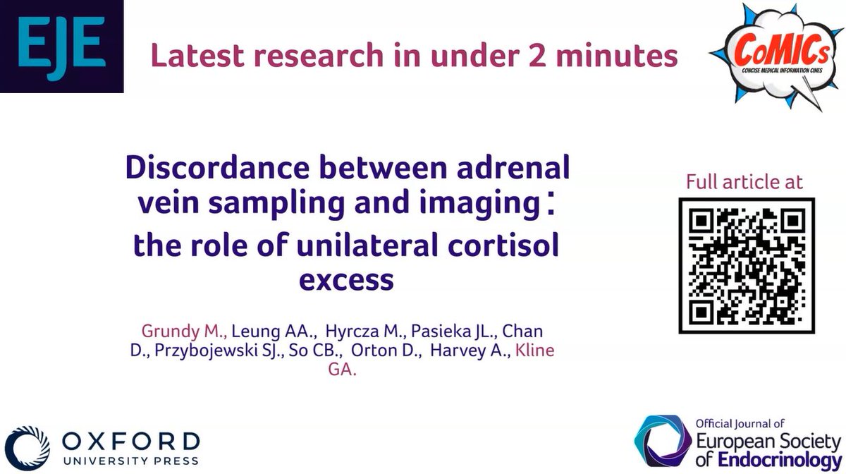 Euro J Endocrinology (@ejendo) on Twitter photo #CoMICWednesday
#EJECoMICs Ep 55: NEW <a href="/EJEndo/">Euro J Endocrinology</a> paper: Discordance between adrenal vein sampling and imaging: the role of unilateral cortisol excess
👉youtu.be/4HPXK9zkIGA
doi.org/10.1093/ejendo…
@SimbaComics <a href="/ESEndocrinology/">European Society of Endocrinology (ESE)</a> #CoMICWednesday
#EJECoMICs Ep 55: NEW <a href="/EJEndo/">Euro J Endocrinology</a> paper: Discordance between adrenal vein sampling and imaging: the role of unilateral cortisol excess
👉youtu.be/4HPXK9zkIGA
doi.org/10.1093/ejendo…
@SimbaComics <a href="/ESEndocrinology/">European Society of Endocrinology (ESE)</a>