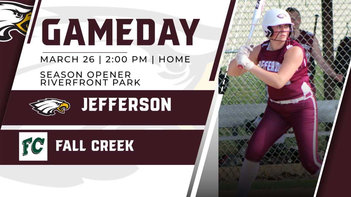 Jefferson Softball opens the 2025 season today against Fall Creek at Riverfront Park in Jefferson.  Varsity game at 2:00 pm with the JV game to follow at about 4:00 pm.  Good luck Eagles!

#gojhseagles
#eaglepride