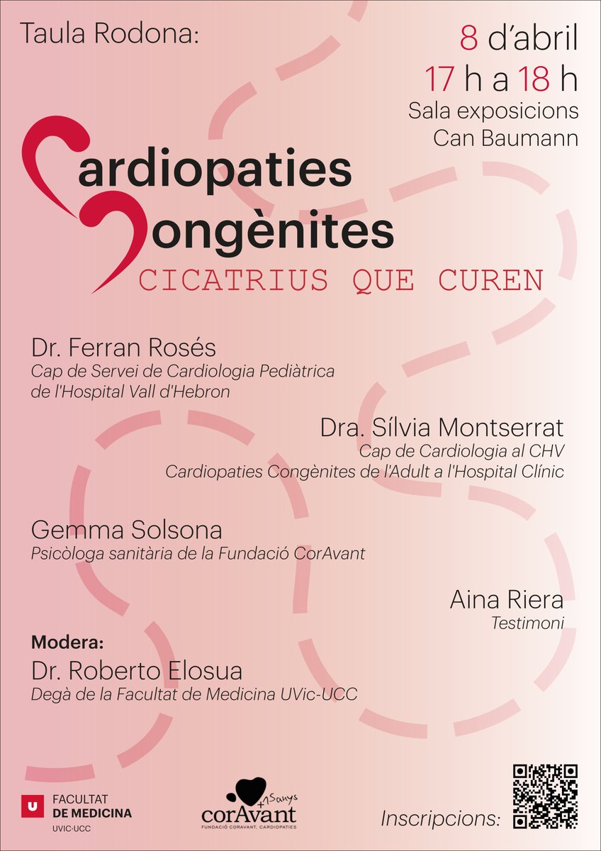CorAvant AACIC | Cardiopaties (@coravant) on Twitter photo ✨El Dr. <a href="/FerranRoses/">Dr Ferran Rosés Noguer</a> de <a href="/vallhebron/">Vall d'Hebron</a>, la Dra. Sílvia Montserrat de <a href="/ResidentsCHV/">Residents.Vic</a> i <a href="/hospitalclinic/">Hospital Clínic</a>, la Gemma Solsona de CorAvant i l'Aina Riera, ens parlaran sobre l'impacte físic i emocional de les #cicatrius ➡️aacic.org/ca/projects/ta…
#conviureambunacardiopatia ✨El Dr. <a href="/FerranRoses/">Dr Ferran Rosés Noguer</a> de <a href="/vallhebron/">Vall d'Hebron</a>, la Dra. Sílvia Montserrat de <a href="/ResidentsCHV/">Residents.Vic</a> i <a href="/hospitalclinic/">Hospital Clínic</a>, la Gemma Solsona de CorAvant i l'Aina Riera, ens parlaran sobre l'impacte físic i emocional de les #cicatrius ➡️aacic.org/ca/projects/ta…
#conviureambunacardiopatia