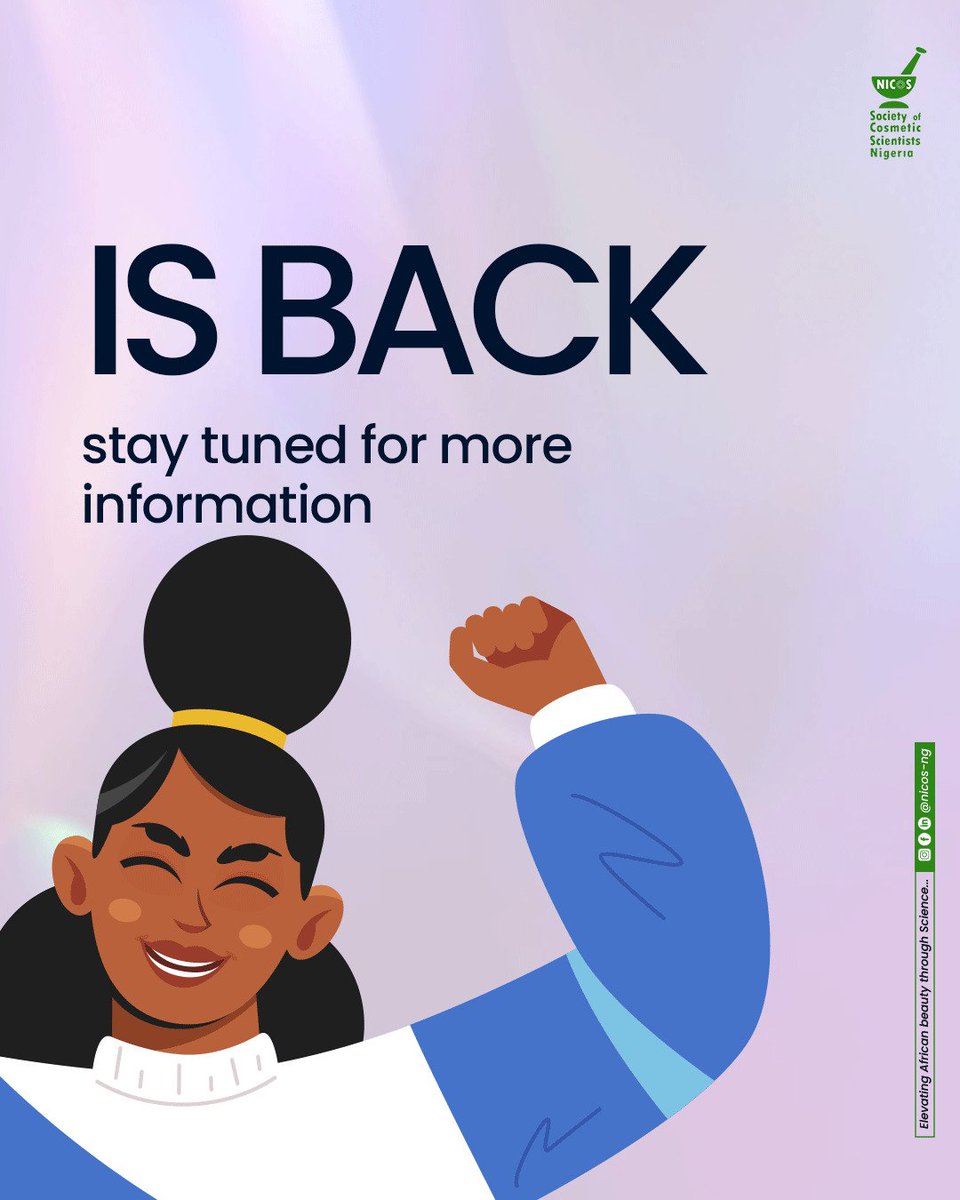 Big exciting news on this end, NICOS seriously on a Friday webinar is back, keep your fingers crossed for more information

#nicos_ng #webinar #beauty #cosmetics #nicoseducate #cosmeticscientist #skincare #africanextracts #cosmeticingredients #innovation