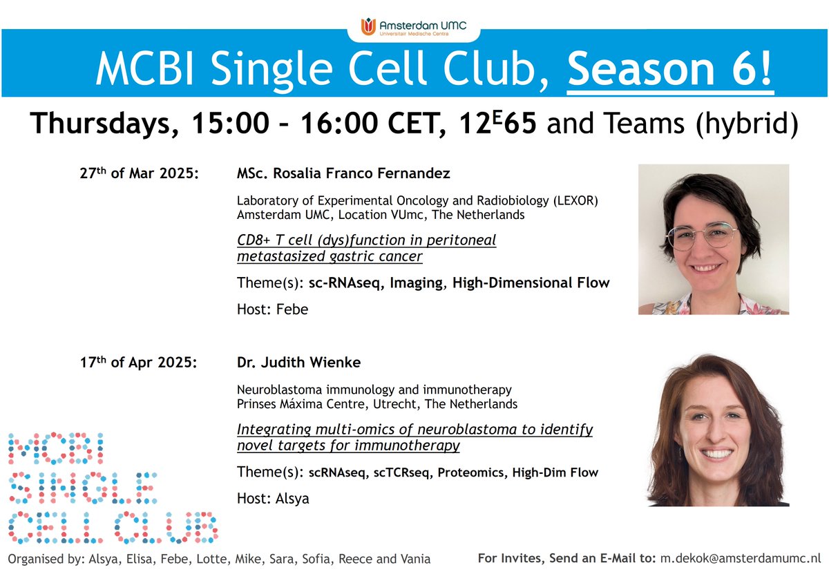 Alsya Affandi (@jubillix) on Twitter photo <a href="/ScienceLab_MCBI/">Mol. Cell Biology and Immunology Lab</a> <a href="/CancerCenterAms/">Cancer Center Amsterdam - Amsterdam UMC</a> <a href="/AIIresearch/">Institute for Immunology and infectious Diseases</a> <a href="/Ernestorcp/">Ernesto Rodríguez</a> <a href="/lotte_dewinde/">Lotte de Winde</a> <a href="/F_vanMaldegem/">Febe van Maldegem</a> <a href="/amsterdamumc/">Amsterdam UMC</a> 2025 #singlecellclub <a href="/ScienceLab_MCBI/">Mol. Cell Biology and Immunology Lab</a> continues tomorrow with a talk from Rosalia Franco Fernandez | Tytgat Institute on T cells in gastric cancer #scrnaseq #imaging #cytometry. Next month, Judith Wienke | <a href="/prinsesmaximac/">PrinsesMáximaCentrum</a> will discuss their multi-omics approach in neuroblastoma🧠 <a href="/ScienceLab_MCBI/">Mol. Cell Biology and Immunology Lab</a> <a href="/CancerCenterAms/">Cancer Center Amsterdam - Amsterdam UMC</a> <a href="/AIIresearch/">Institute for Immunology and infectious Diseases</a> <a href="/Ernestorcp/">Ernesto Rodríguez</a> <a href="/lotte_dewinde/">Lotte de Winde</a> <a href="/F_vanMaldegem/">Febe van Maldegem</a> <a href="/amsterdamumc/">Amsterdam UMC</a> 2025 #singlecellclub <a href="/ScienceLab_MCBI/">Mol. Cell Biology and Immunology Lab</a> continues tomorrow with a talk from Rosalia Franco Fernandez | Tytgat Institute on T cells in gastric cancer #scrnaseq #imaging #cytometry. Next month, Judith Wienke | <a href="/prinsesmaximac/">PrinsesMáximaCentrum</a> will discuss their multi-omics approach in neuroblastoma🧠