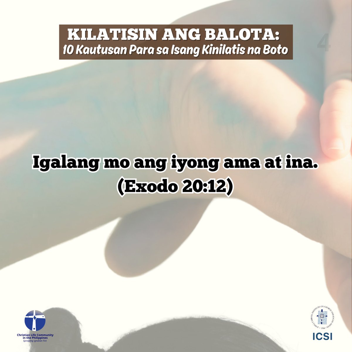 iCLCer's tweet image. 𝐏𝐚𝐦𝐢𝐥𝐲𝐚: 𝐒𝐚𝐧𝐝𝐢𝐠𝐚𝐧 𝐧𝐠 𝐈𝐬𝐚𝐧𝐠 𝐌𝐚𝐤𝐚𝐭𝐚𝐫𝐮𝐧𝐠𝐚𝐧 𝐚𝐭 𝐌𝐚𝐩𝐚𝐠𝐦𝐚𝐡𝐚𝐥 𝐧𝐚 𝐋𝐢𝐩𝐮𝐧𝐚𝐧
"Igalang mo ang iyong ama at ina." (Exodo 20:12)

📷 𝐌𝐨𝐝𝐮𝐥𝐞𝐬:
bit.ly/DiscernTheBall…
📷 𝐂𝐚𝐦𝐩𝐚𝐢𝐠𝐧 𝐌𝐚𝐭𝐞𝐫𝐢𝐚𝐥𝐬:
bit.ly/DiscerningTheB…