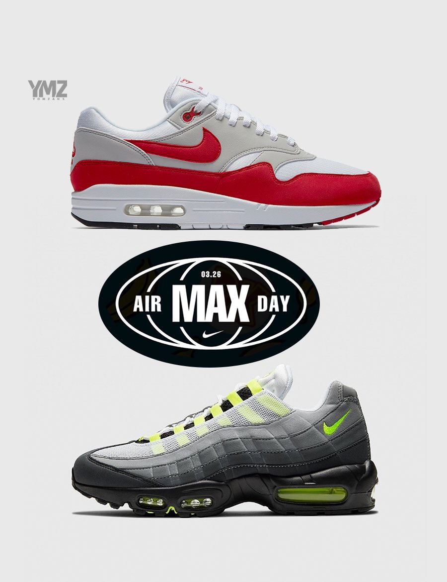 yomzansisneaker's tweet photo. 💭 Air Max 1 OG ‘University Red’ or Air Max 95 ‘Neon’ #AirMaxDay https://t.co/PL8OS42rra