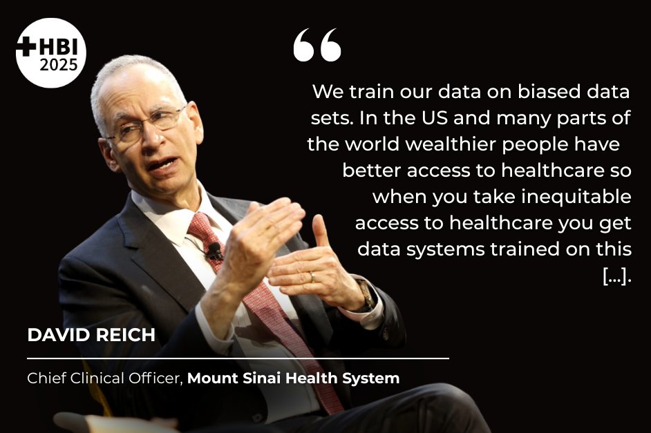 Key learning from ‘The disruptive role of AI and Real World Evidence in delivering 4P Medicine’:

"We train our data on biased data sets [...] We have to look at this, be aware of it" – DavidReich, Chief Clinical Officer, <a href="/MountSinaiNYC/">Mount Sinai Health System</a>

Session sponsored by <a href="/Roche/">Roche</a>