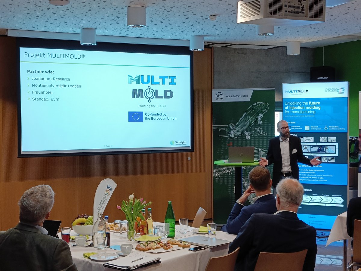 MULTIMOLD at the Breakfast Innovation organised by @JOAN_RESEARCH &amp; ACstyria

We presented MULTIMOLD innovation for enhance HMI in the #automotive sector thanks to the injection-molding technology. 

Discover MULTIMOLD project 👉multimold.eu