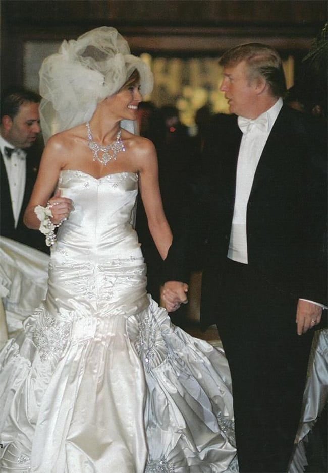 Melania Trump's Wedding Dress Hits eBay  But is it Fake?  Listed on eBay  for $45K, originally costs $187K  Bought in 2010 for $70K, with some  modifications  Took 550