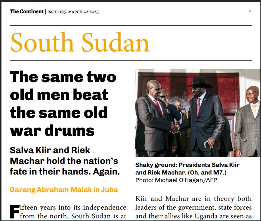 Daniel Garang Deng 🇸🇸 (@danielgarang9) on Twitter photo Read <a href="/GarangAbraham1/">Garang A. Malak</a>'s analysis of the current developments in Juba on page 11 of <a href="/thecontinent_/">The Continent</a> Read <a href="/GarangAbraham1/">Garang A. Malak</a>'s analysis of the current developments in Juba on page 11 of <a href="/thecontinent_/">The Continent</a>