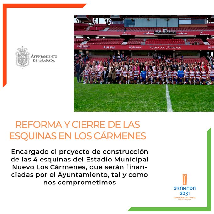 Radio Marca Granada (@rmarcagranada) on Twitter photo 🚨🚨🚨 El <a href="/aytogr/">Ayuntamiento de Granada</a> financiará el cierre de las 4 esquinas en el Estadio Nuevo Los Cármenes, además de "la modernización de sus instalaciones". 🚨🚨🚨 El <a href="/aytogr/">Ayuntamiento de Granada</a> financiará el cierre de las 4 esquinas en el Estadio Nuevo Los Cármenes, además de "la modernización de sus instalaciones".