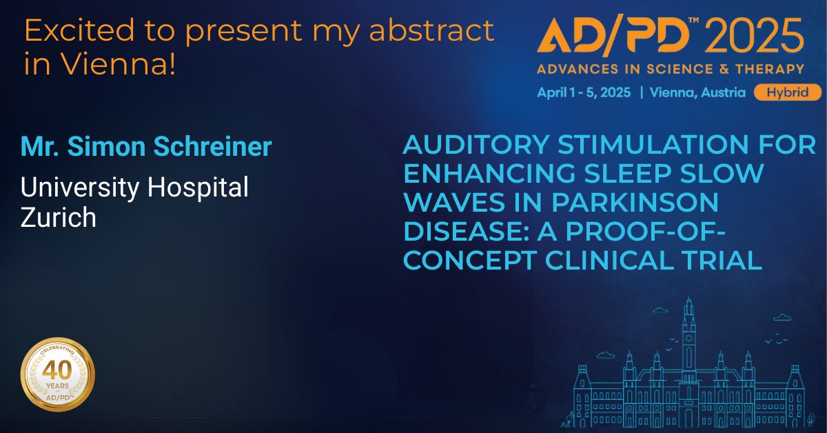 Excited to present at #ADPD2025 on April 1.

I will talk about how #sleep-directed interventions could be used to target 
#neurodegenerative disease, such as #Parkinson &amp; #Alzheimer, by enhancing slow waves with auditory stimulation
😴🧠👂🎵

🙏🙏to all coauthors &amp; participants!