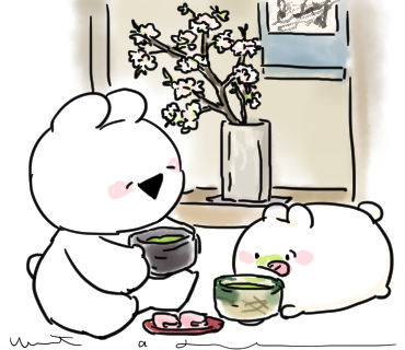gonnohjoye's tweet photo. 🐰🌸🍵🐰 https://t.co/VUxDKlkVK6