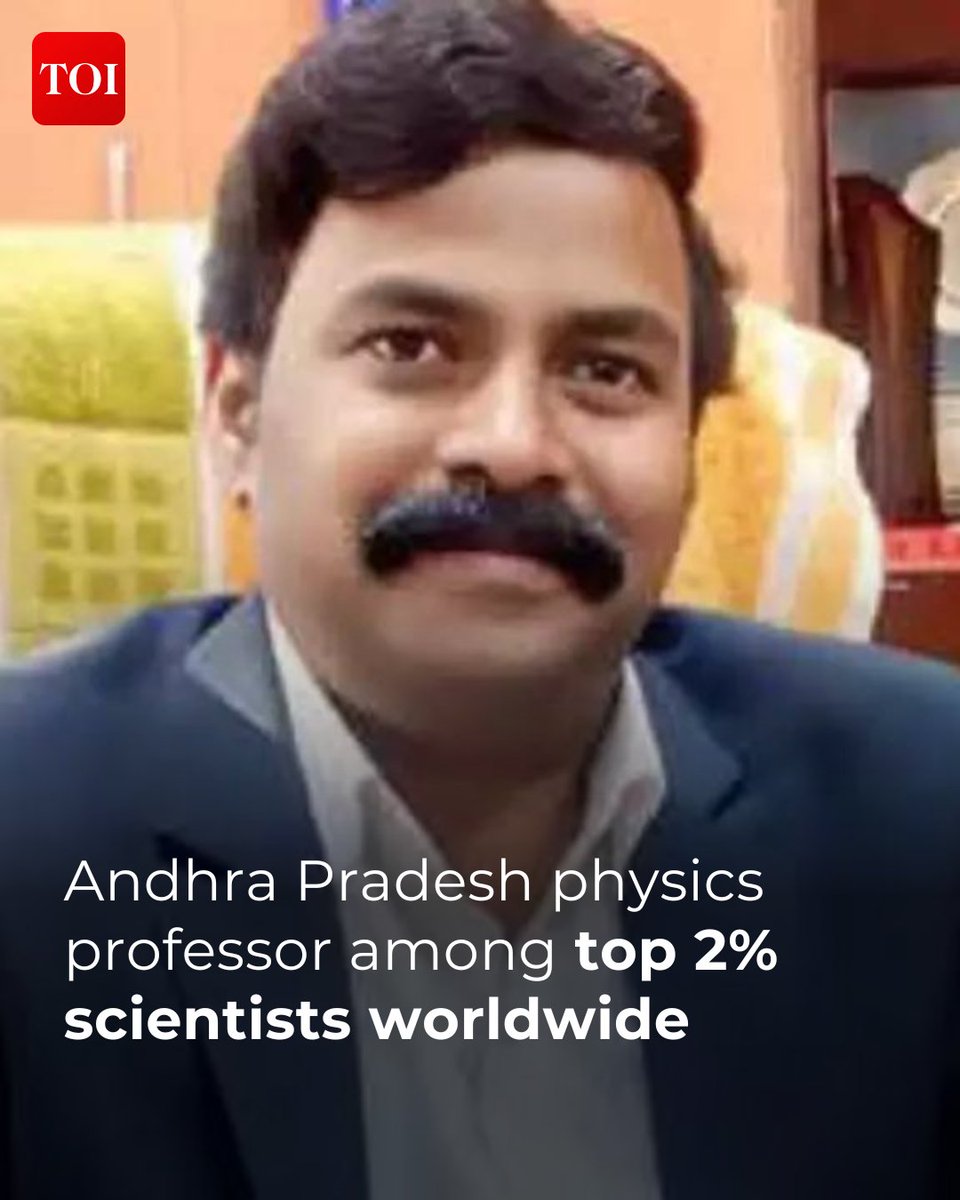 Prof Allam Srinivasa Rao, a #physics professor, has been ranked among the top two percent of scientists worldwide according to the annual rankings published by #StanfordUniversity for the past four consecutive years, from 2021 to 2024.

Details 🔗 toi.in/47fn8Y