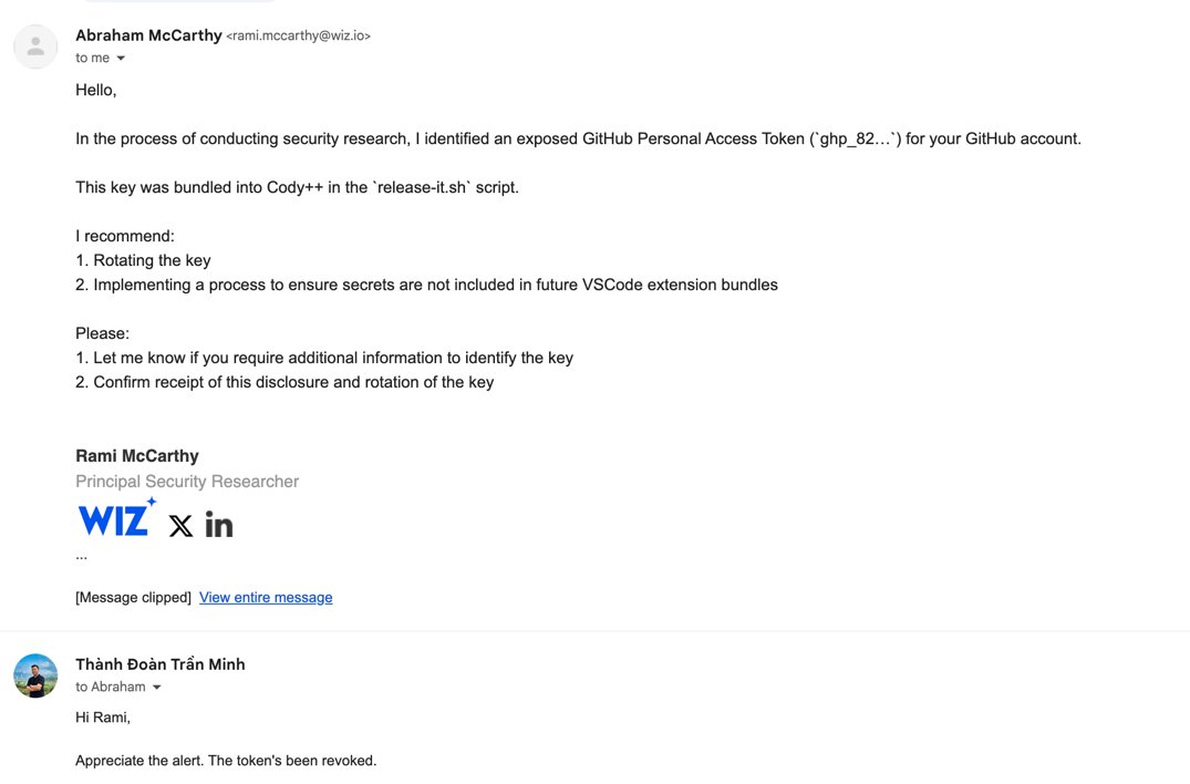 leodoan_'s tweet image. Received a warning that my GitHub access token was exposed in the @CodyPlusPlus extension (big thanks, Rami!).  

TIL: If you are developing a VSCode extension, putting ⁠a file in ⁠.gitignore doesn&apos;t exclude it from being bundled. Must use ⁠.vscodeignore! Lesson learned.