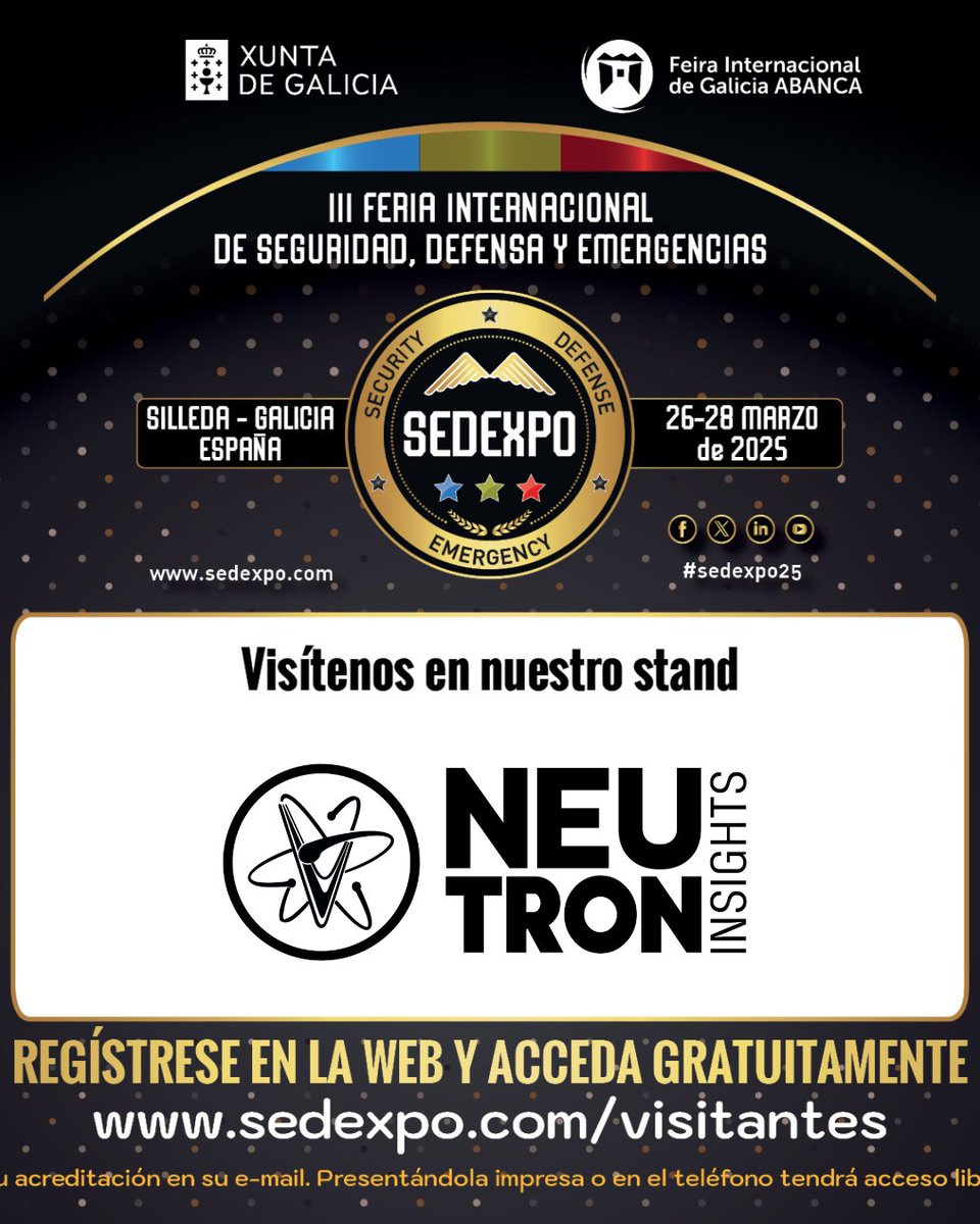 🚀 ¡Estamos en #SEDEXPO25! 
Hoy, mañana y el viernes estaremos presentes en la feria SEDEXPO en el stand E7. Ven a visitarnos y descubre cómo nuestra tecnología de sistemas de detección de radiación ionizante revoluciona la inspección industrial. 🔍