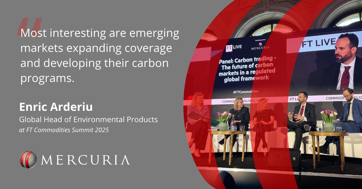 Mercuria (@mercuria) on Twitter photo Today at <a href="/FTLive/">Financial Times Live</a> Commodities Summit, Enric Arderiu, our head of environmental products spoke on the Carbon Trading panel. Referring to growth of carbon programs in emerging markets, he highlighted the key question: "How can we build connectivity with those systems over time?" Today at <a href="/FTLive/">Financial Times Live</a> Commodities Summit, Enric Arderiu, our head of environmental products spoke on the Carbon Trading panel. Referring to growth of carbon programs in emerging markets, he highlighted the key question: "How can we build connectivity with those systems over time?"