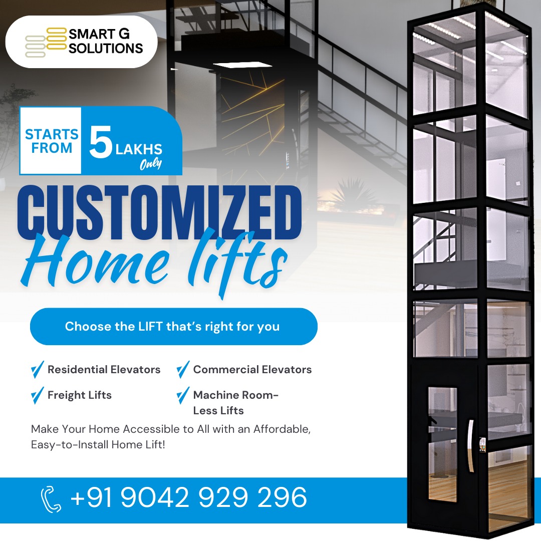 Smart_gsolution's tweet image. 🏡 Upgrade Your Space with Customized Home Lifts! 🚀
Make your home accessible and stylish with Smart G Solutions' Home Lifts, starting from just 5 Lakhs!

📞 Call us at +91 9042 929 296
🌐 Visit smartghome.com for more details!
#SmartGSolutions #HomeLifts #Elevator
