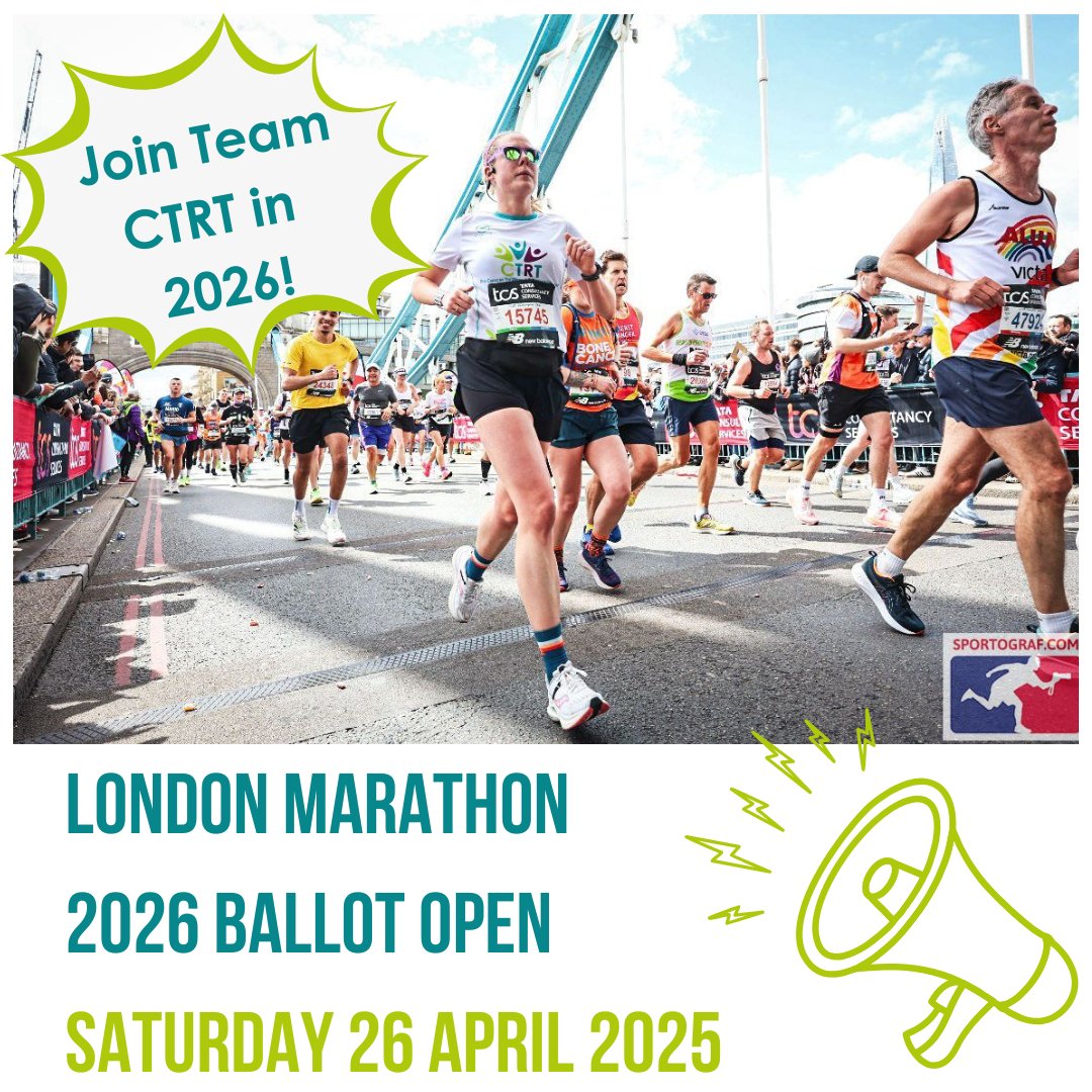 The Cancer Treatment and Research Trust (@ctrtrust) on Twitter photo To be in with a chance of taking part in the 2026 <a href="/LondonMarathon/">TCS London Marathon</a> and joining team CTRT, you will need to enter the ballot and fill in a short application form from us by the 16th May 2025.
Email info@ctrtrust.co.uk for a London Marathon 2026 form. To be in with a chance of taking part in the 2026 <a href="/LondonMarathon/">TCS London Marathon</a> and joining team CTRT, you will need to enter the ballot and fill in a short application form from us by the 16th May 2025.
Email info@ctrtrust.co.uk for a London Marathon 2026 form.