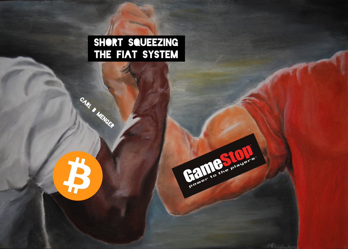 Now, you’ve got two die-hard crews —#Bitcoin maxis and $GME apes — teaming up to squeeze the life out of the entire fiat system. LFG