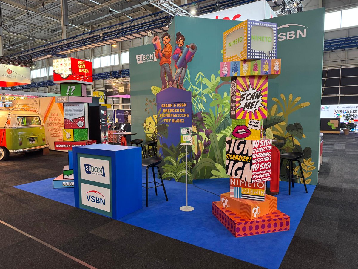 Hier zijn ze dan de kleurrijke totems van SIBON en VSBN, ontworpen door mbo-studenten Signmaker, stralen creativiteit en vakmanschap uit.  

Kom langs en ontdek hoe we jong talent laten bloeien! #SIBON #VSBN #VisualizeExpo2025 #SignBranche #Signs #Toekomst