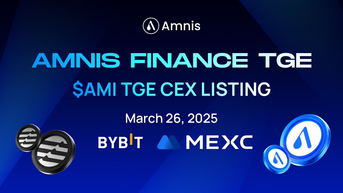 🚀 $AMI TGE is LIVE 🚀

1️⃣ Amnis Finance launches today at 10 AM UTC!
2️⃣ $AMI Listing on <a href="/Bybit_Official/">Bybit</a> &amp; <a href="/MEXC_Official/">MEXC</a>
$2M raised, backed by <a href="/AptosLabs/">Aptos Labs</a> OKX Ventures &amp; more

8% Airdrop – NO vesting!
Unlocking Liquidity Staking on Aptos $APT

#AmnisFinance #APT #DeFi #Crypto