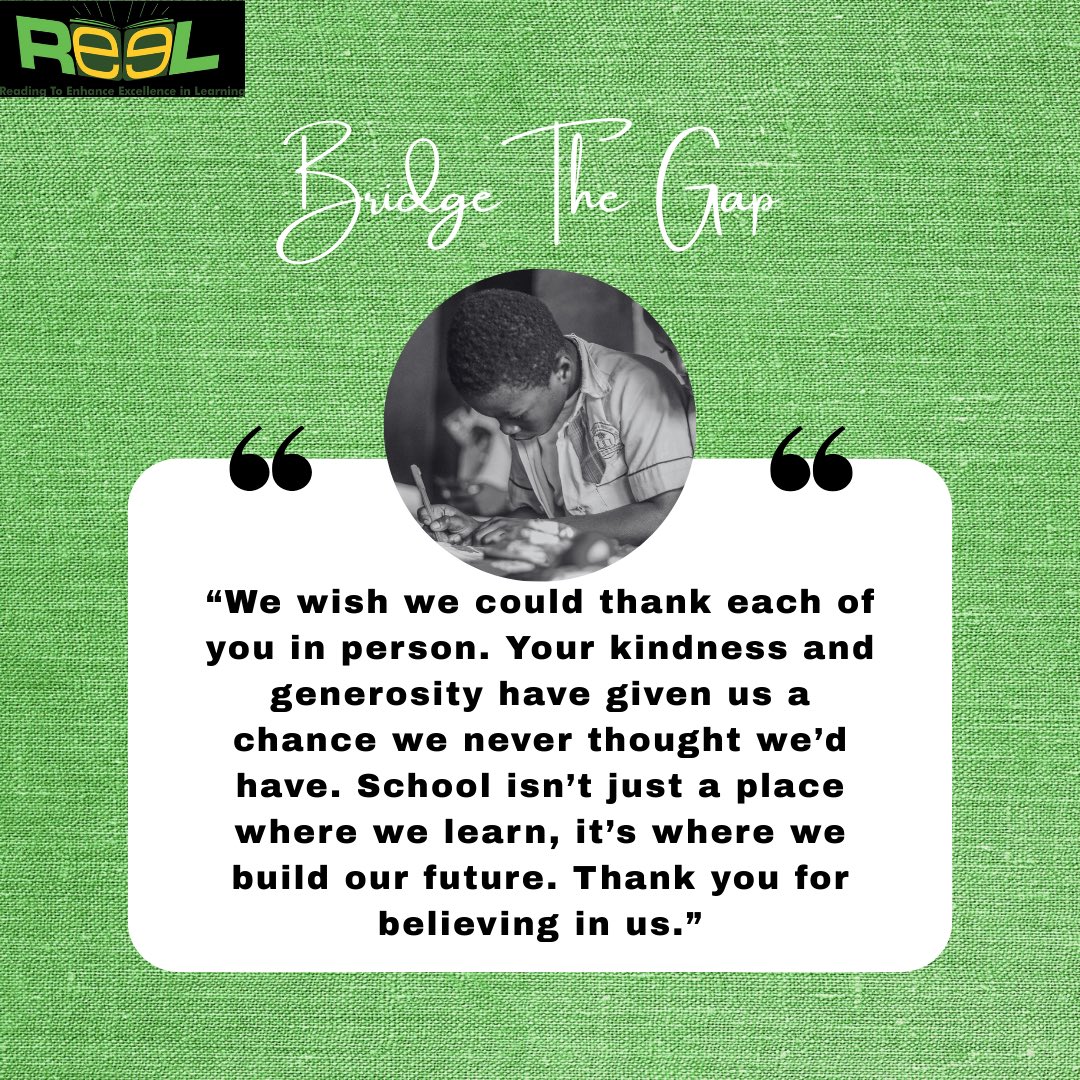 REELfoundation's tweet photo. Education is a lifeline, and because of you, 14 students are still in school! 

Here’s how you can help: 📍 Give Your Support 📍 Make a Direct Impact 📍 Support Online

#REELFoundation #EducationForAll  #BridgeTheGap #ScholarshipProgram https://t.co/yALDXgB7Z6