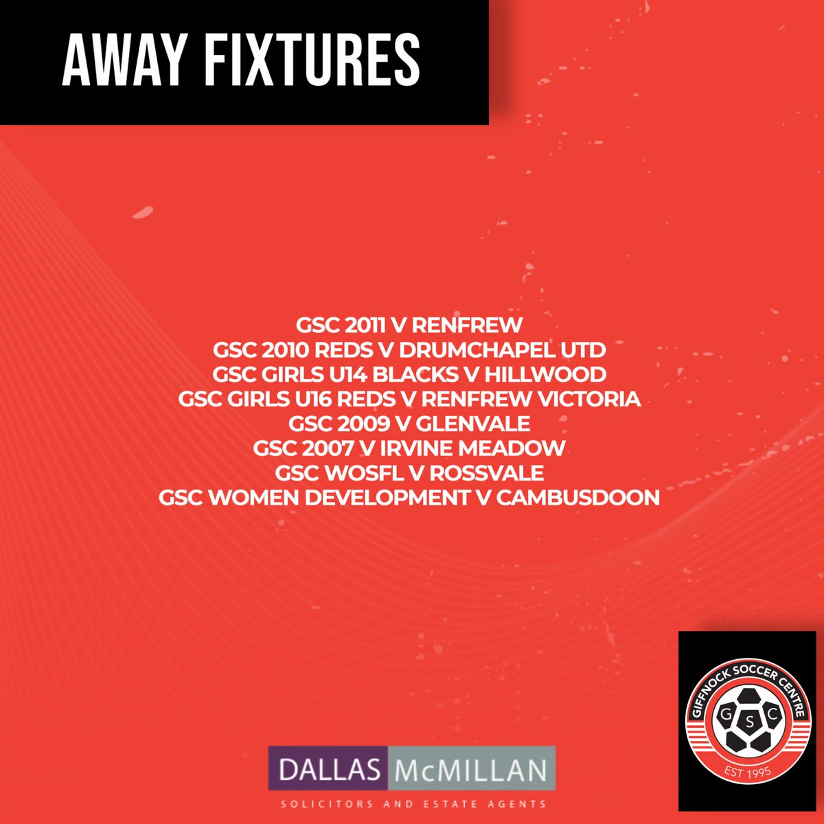 𝗪𝗘𝗘𝗞𝗘𝗡𝗗 𝗙𝗜𝗫𝗧𝗨𝗥𝗘𝗦 🔴⚽⚫ 

🤔 Who will you be cheering on this weekend?

#gscfamily