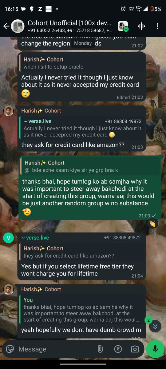 ShaburuX's tweet image. i had started a WhatsApp group when i joined @kirat_tw 's #cohort 

a lot of folks made groups but this was different (not jus cause of kirat)

i purposely stopped bakchodi and forced everyone to only talk about tech and entrepreneurship and stuff

and today it's helping everyone